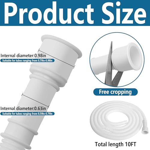 10 ft Dehumidifier Drain Hose 3/4" FHT Leakproof, White, 10 Ft Cuttable