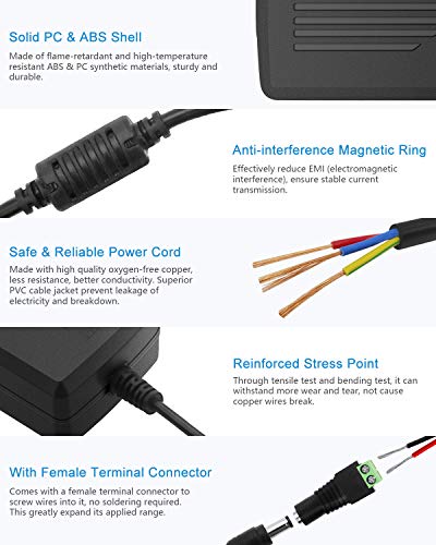 ALITOVE 12V 5A Power Supply Adapter 60W for LED Strips - 1 Pack