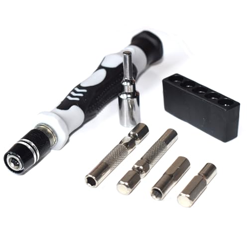 Precision Bits Driver Adapter Handle 6in1 Set, with 4 PCS 1/4 to 4mm Bit Adapter, 1PCS 4mm to 1/4 Adapter, 1PCS Bit Driver Handle