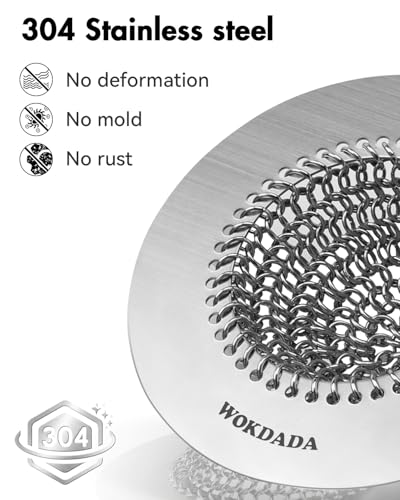 WOKDADA Reversible Kitchen Sink Drain Strainer Bright Silver - Anti-Clog Flat Edge Design