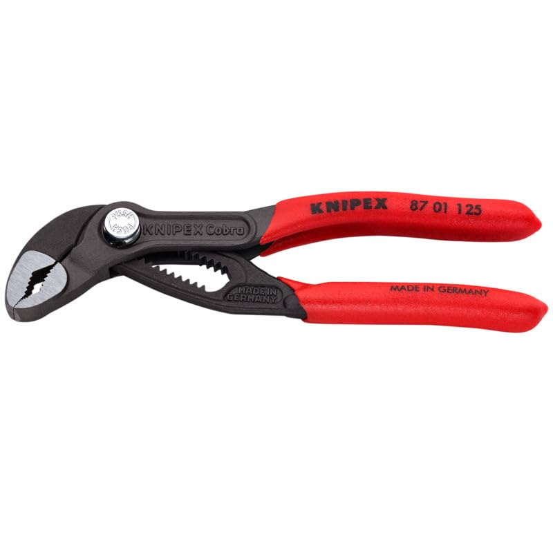 KNIPEX 87 01 125 5-Inch Cobra Water Pump Pliers, Adjustable, Locking, Hardened Teeth