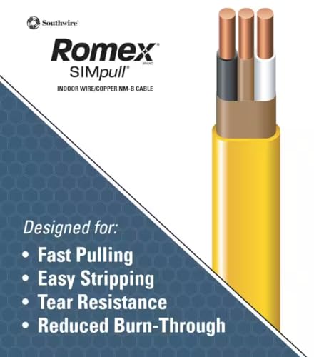 Southwire 12-2 NM-B Wire, 250 ft, Copper, Yellow, Residential Wiring