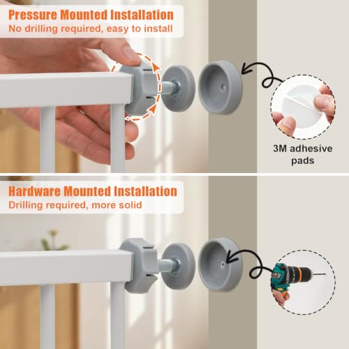 Keny 29-42.5 Inch White Baby Gate with Auto-Close Safety Lock for Stairs & Doorways