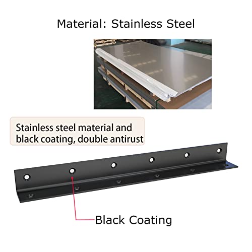 Aufuga Heavy Duty Stainless Steel Corner Brackets 11x1x1 Inches, Black (4 Pack)