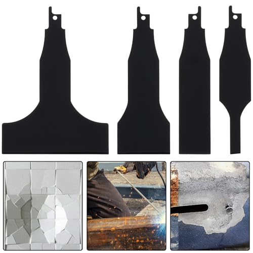 4Pcs Scraper Blade,Reciprocating Saw Scraper Blade,Scraping Tool Attachment for Reciprocating Saws,High Carbon Steel Tile Cleaning Tools for Remove Linoleum, Glue, Vinyl Flooring