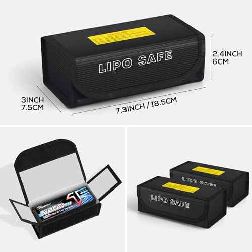 2pcs Lipo Battery Bag, Fireproof Lipo Guard Safe Box, 185x75x60mm Explosionproof Small Charging Case for rc Storage, Lithium ion and Travel Protection