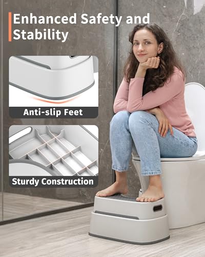 MR.SIGA Toilet Stool Squat Bathroom Foot Rest - Off-White & Dark Gray