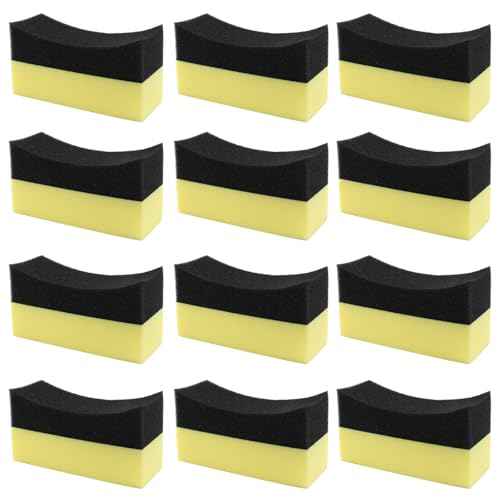 12Pcs Tire Applicator Dressing Shine Sponge Tire Dressing Applicator Pads Tire Contour Dressing Applicator Pads Color Polishing Sponge Wax Buffing Pads Cleaning Sponges for Car Glass