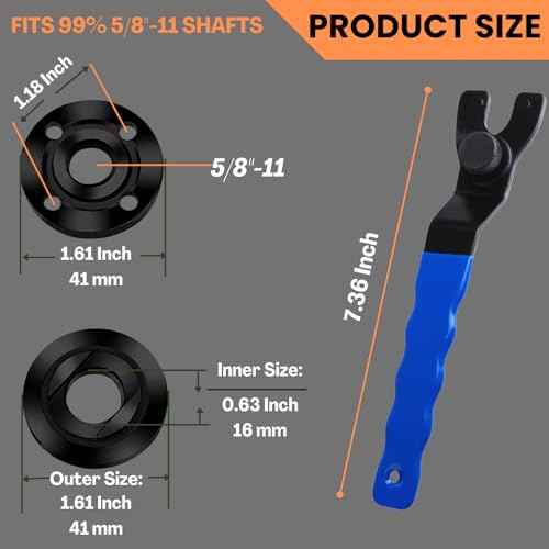 Angle Grinder Wrench Adjustable and Nut Kit (5PCS) ? 5/8-11 Lock Nut Fits Dewalt, Milwaukee, Makita, Ryobi, Bosch 4.5"/5"/7" Grinders for Quick Nut Removal & Disc/Wheel Replacement