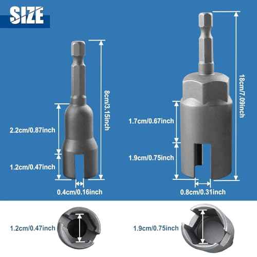 2 Pack Power Wing Nut Driver Set (2 Size 12mm,19mm) Wing Nut Drill Bit Socket Wrench Tool Set with 1/4 Quick Connect Hex Shank for Panel Nuts C Hook Bolts Eye Screws Q-Hanger