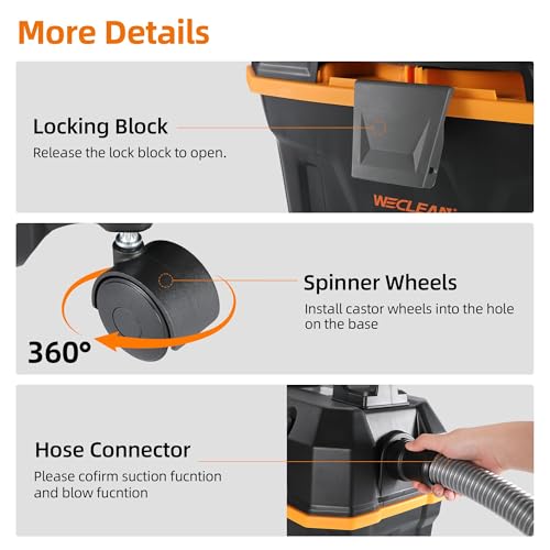 WECLEAN Black 4 Gallon 5.5 Peak HP Commercial Wet Dry Shop Vacuum Cleaner