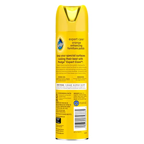 Pledge Enhancing Polish, Wood & Furniture Spray, Orange Scent, 9.7oz (Pack of 3)