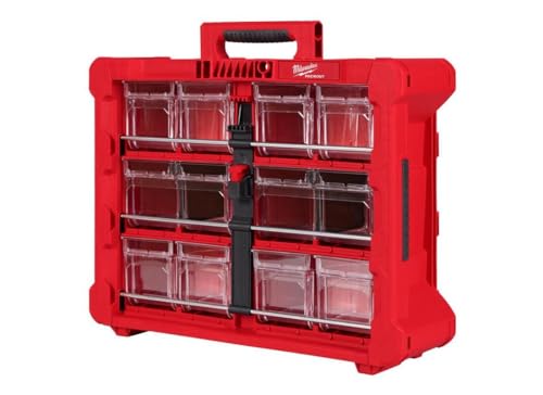 Milwaukee PACKOUT Tilt Bin Organizer – 2 Large + 8 Small Bins, 40lb Capacity