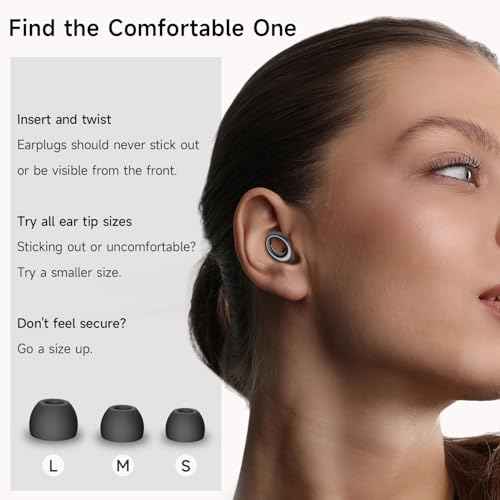 Ear Plugs for Sleeping Noise Cancelling, Concert Ear Plugs with 30dB Noise Reduction, Reusable Silicone Earplugs for Sleep, Travel, Work, Study, Comfortable Fit with 4 Sizes and Carrying Case (Black)