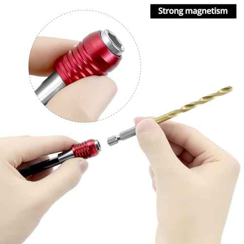 QWORK Drill Bit Extension Set - 4 Pcs Magnetic Drill Bit Extenders, 1/4" Hex Shank, Includes 2", 4", 6", 12" Lengths