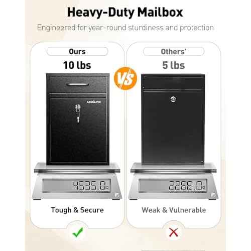 Uniclife Wall Mount Mailbox for Outside, Heavy Duty Locking Mailboxes, Large Mailbox with Key Lock, Security Mail Box, Safe Key Drop Box, Post Box, Steel Cash Drop Box for Home Office School, Black