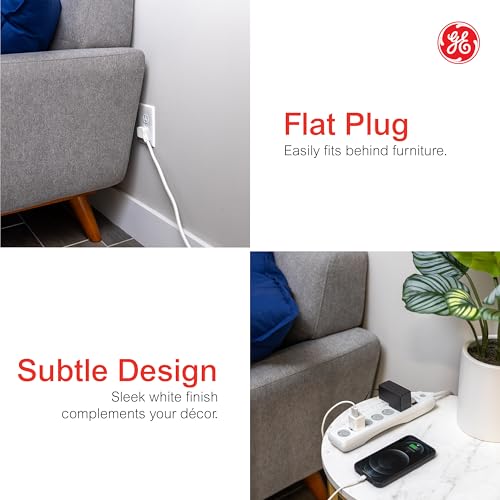GE Surge Protector Power Strip 6 Outlets, 10 Ft Extension Cord, White, 1 Pack