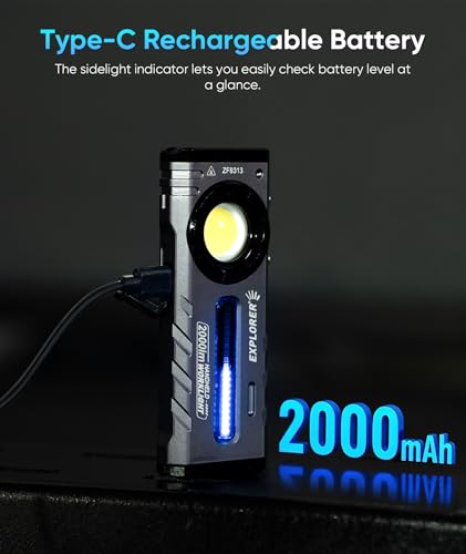 Rechargeable LED Flashlight 2000 Lumens with RGB & UV Light, Magnetic & Waterproof for Outdoor & Car Repair
