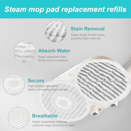 AIR U+ 8 Pack Steam Mop Replacement Pads for Shark Steam & Scrub Mop (White)