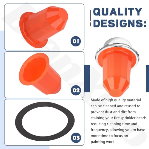 Fire Sprinkler Covers with Magnet Orange - 30 Pcs for Concealed Heads & Paint Guard