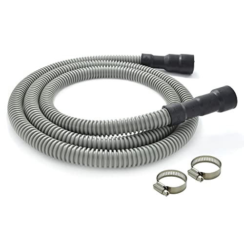 TTFLEX 6 ft Dishwasher Drain Hose - Flexible, Adjustable End Diameters, with Clamps (No Elbow)