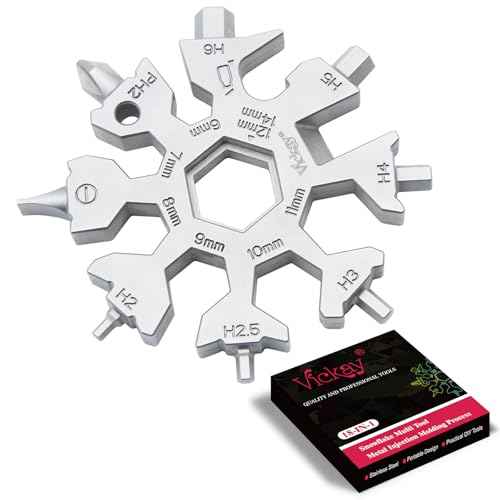 Vickay 18 in 1 Snowflake Multi Tool, Phillips Flat Screwdriver Kit/Wrench/Bottle Opener, EDC Camping Gear, Gifts for Men (Silver)