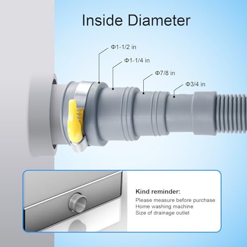 Elyfree 6ft Universal Washing Machine Drain Hose Kit with 4 Clamps & U-Bend Holder