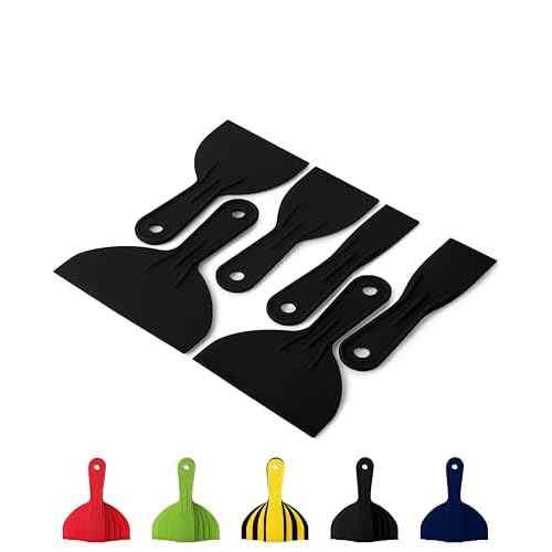 Bates 6 Pack Black Plastic Putty Knife Set - Paint Scraper, Spackle Tool, Spreader