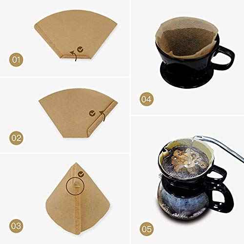#4 Cone Coffee Filter 8-12 cup, Unbleached Natural Paper, No Blowout, Disposable for Pour Over and Drip Coffee Maker, 100 Count