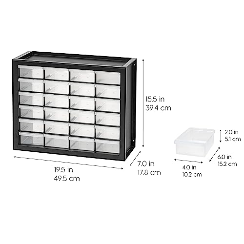 IRIS USA Black 24-Drawer Plastic Storage Cabinet - Multi-Purpose Organizer