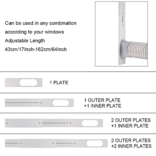 Portable AC Window Vent Kit, Sliding Seal Kit 5.9" Exhaust Hose