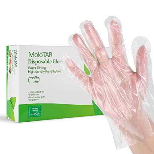 500 Pieces Plastic Disposable Gloves,Disposable Gloves for Cleaning, [ One Size Fits Most ]