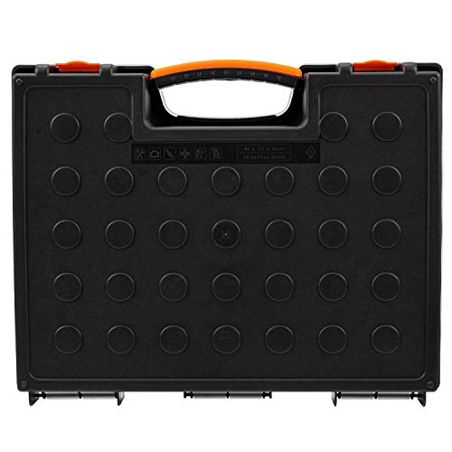 Amazon Basics 19-Compartment Portable Small Parts Organizer, 16.5 x 13.2 x 2.4 in, Black/Orange