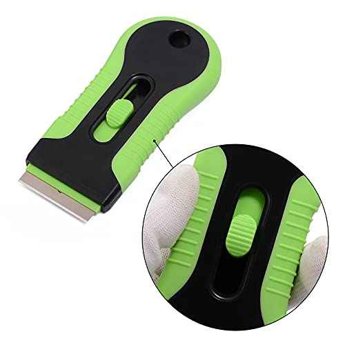 EHDIS Car Sticker Remover Glass Cooktop Razor Scraper with 10pcs Replace Blades for Label,Glue,Paint,Adhesive Remover,Oven Door, Stove Cleaning (Green)