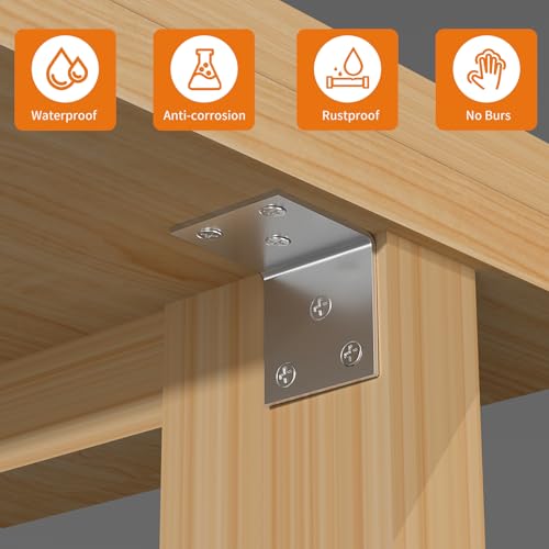 20Pcs Heavy Duty Stainless Steel 2-Inch Angle Brackets for Wood Fencing & Furniture