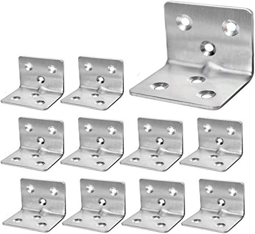 40PCS Stainless Steel Corner Brackets 1.2x1.2 Inches for Furniture Cabinets Shelves - Silver