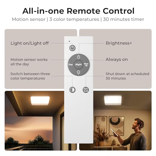 FULEN Rechargeable Motion Sensor Ceiling Light 1 Pack White No Wiring