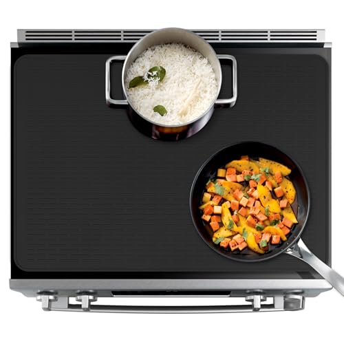 Abalter 28x20 inch Glass Top Stove Cover - Food-Grade Ceramic + Silicone Drying Mat, Black