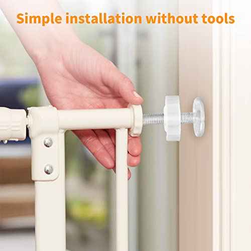 4 Pack Baby Gate Threaded Spindle Rod M10 (10mm) Screw Replacement Hardware Parts Kit for Pressure Mounted Baby & Pet Safety Gates & Stair Gates (10mm, White)