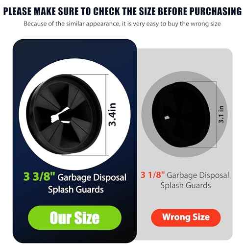 Garbage Disposal Splash Guards 3 3/8" Sink Baffle QCB-AM Replacement for InSinkErator Evolution Series, Upgraded Removable Quiet Collar Drain Plugs, Garbage Disposer Accessories, Black