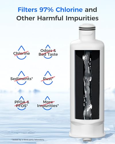 Waterdrop WD-F45 Refrigerator Water Filter Replacement 3-Pack for Samsung DA97-17376B, Standard Activated Carbon Filter