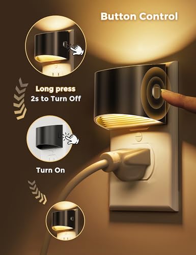 Black 2-Pack Dusk to Dawn LED Night Lights, Soft White 3000K, Wall Plug-In