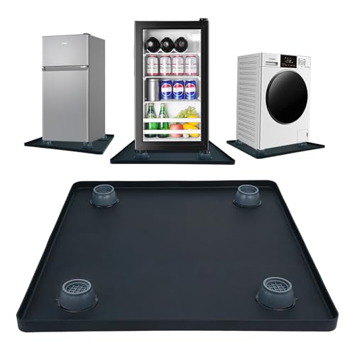 Kingwi 23.6 x 23.6 x 0.8 in Mini Fridge Mat with 4 Risers, Leak-Proof Silicone Floor Protector