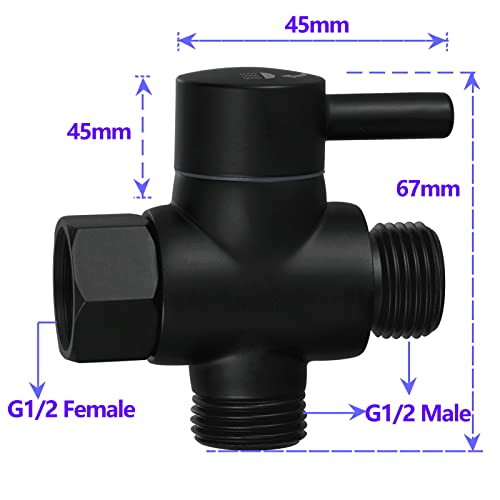 Matte Black Brass Shower Arm Diverter Valve G1/2 - 3 Way Bathroom Fitting