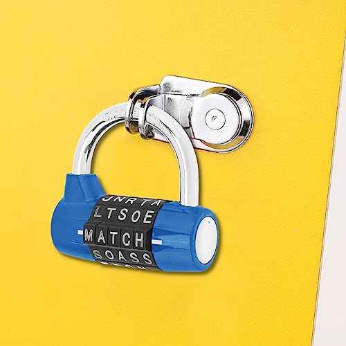 Gym Locker Lock 5 Letter Word Lock Safety Padlock Combination Lock for School Gym Locker,Sports Locker,Fence,Toolbox,Case,Hasp Storage (1, Blue)