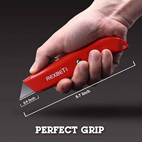REXBETI 2 Pack Utility Knife with Extra Blades, 2 Color Retractable Blade Heavy Duty Box Cutter for Cartons£¬Cardboard and Boxes£¬Extra 10 Blades Included