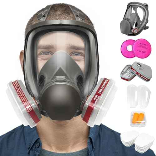 ANUNU Full Face Respirator Mask - Gas Mask with Filters for Chemical, Paint Vapors, Gases, Dust, Sanding, Welding, Woodworking, Machine Polishing