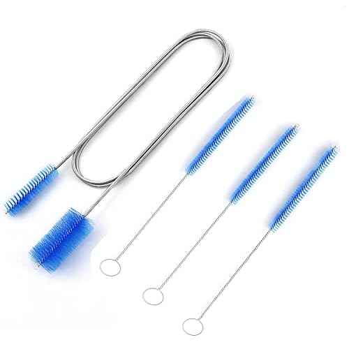 Flexible Straw Drain Brush Line Cleaner - 5 Ft Long Nylon Cleaner Double Ended Elastic Hose Pipe and 3 Pcs 10 Inch Straw Cleaning Brush for Tumbler, Sippy Cup, Bottle and Tube