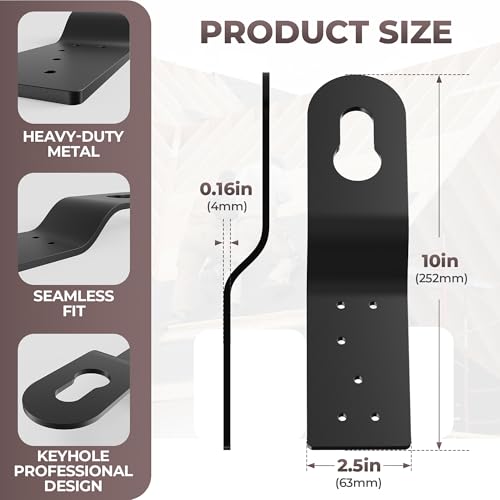 5 Pcs Roof Safety Anchor Hitch Clip, Permanen Roof Anchor for Fall Protection Connect to Wood Surface,Roofing Anchor Bracket Use with Other Roof Safety Equipment(Aluminum - Black)