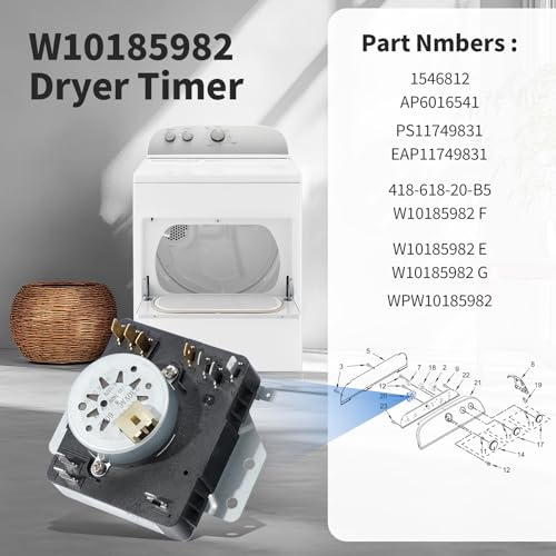 W10185982 Dryer Timer Replacement for Maytag Kenmore Whirlpool WED4815EW1 WGD4800XQ0 WED4950HW0